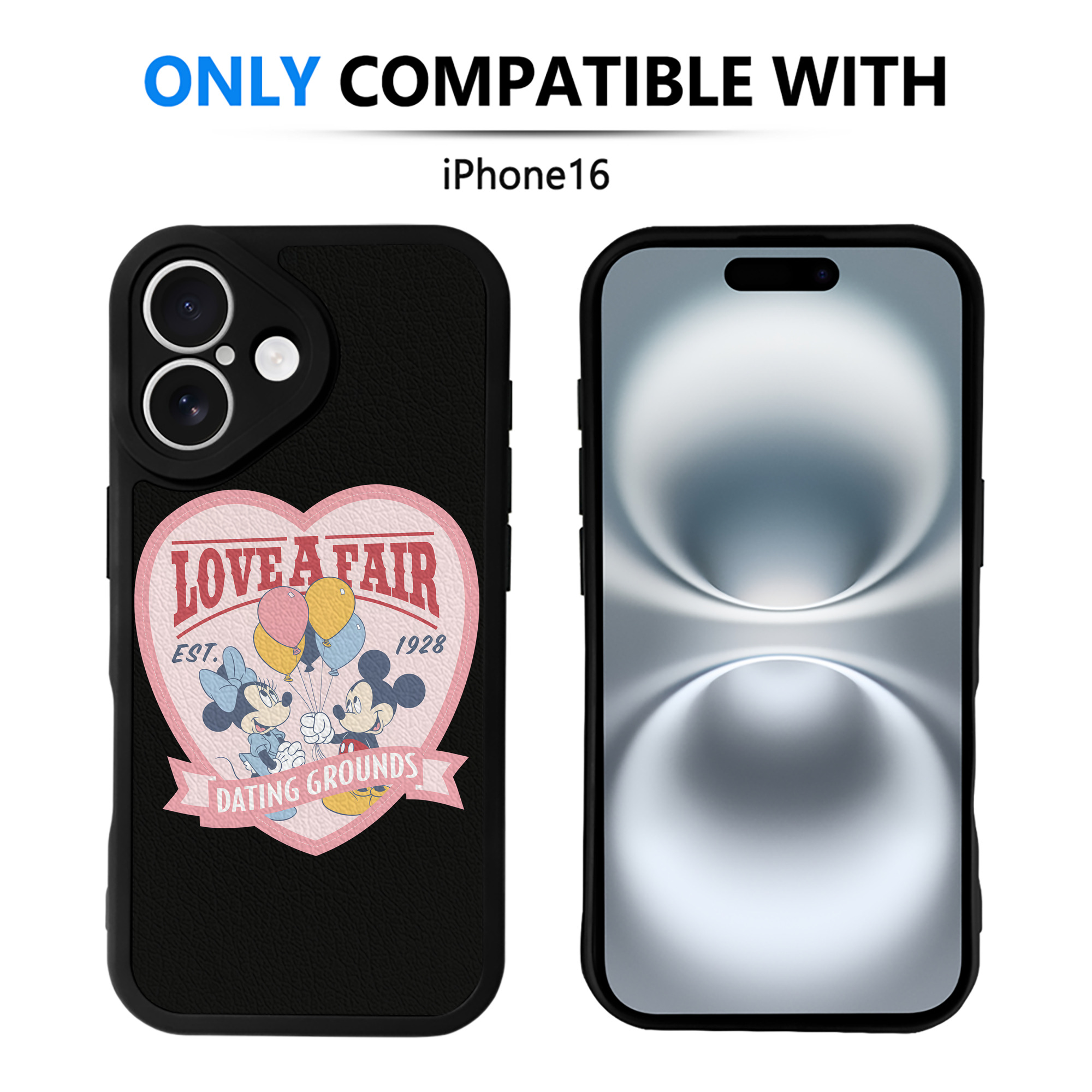 （画像用） ミッキーマウス Mickey Mouse 【iPhone 16シリーズ対応】シリコンスマホケース（レザー調） 材質：シリコン